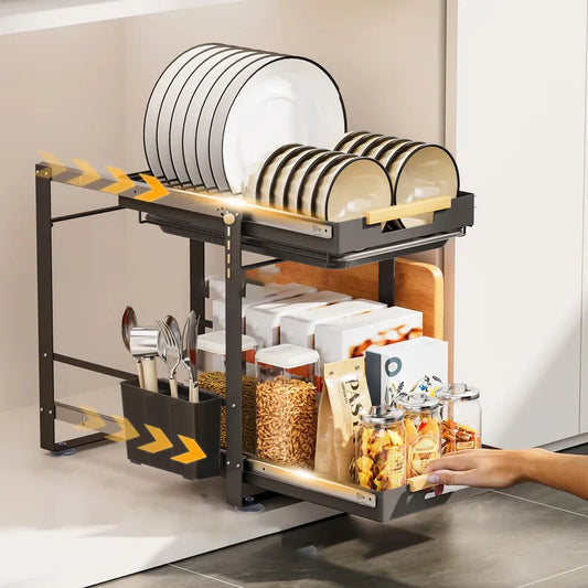 Égouttoir de cuisine multifonction 2 niveaux