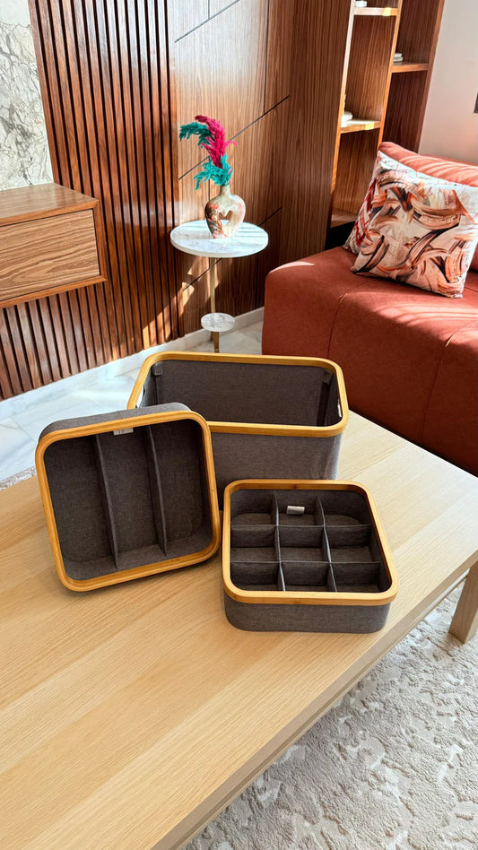 SET 3 pièces de rangement à Cadre en Bambou✨