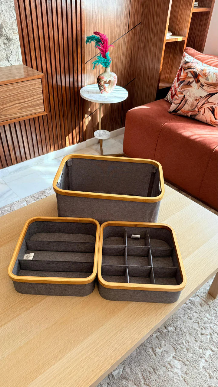 SET 3 pièces de rangement à Cadre en Bambou✨