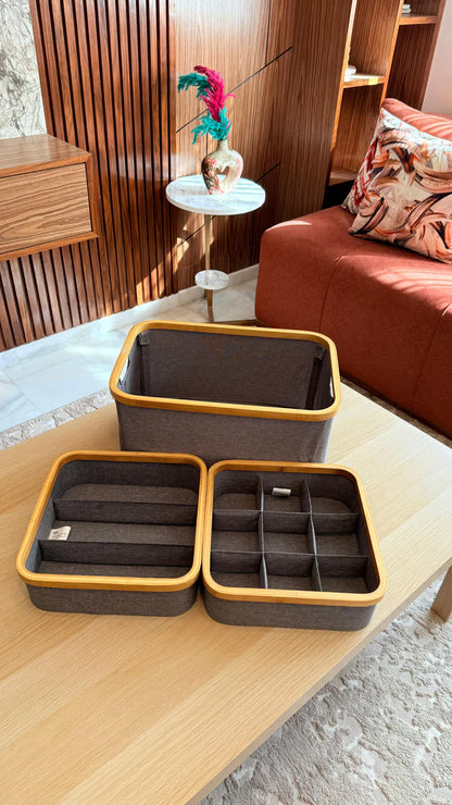 SET 3 pièces de rangement à Cadre en Bambou✨