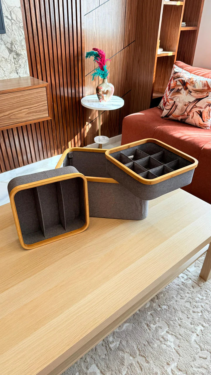 SET 3 pièces de rangement à Cadre en Bambou✨