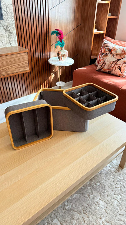 SET 3 pièces de rangement à Cadre en Bambou✨