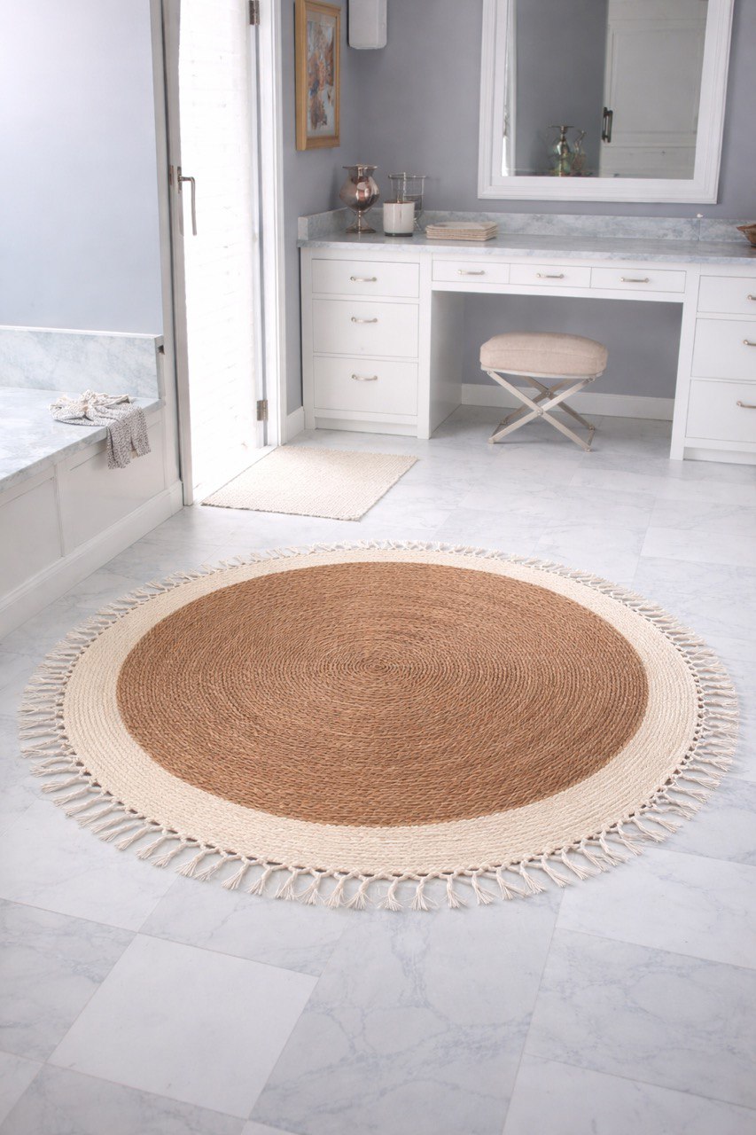 🌿 Tapis Rond en Jute Naturelle – 120 cm