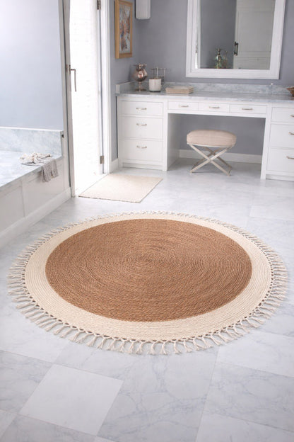 🌿 Tapis Rond en Jute Naturelle – 120 cm