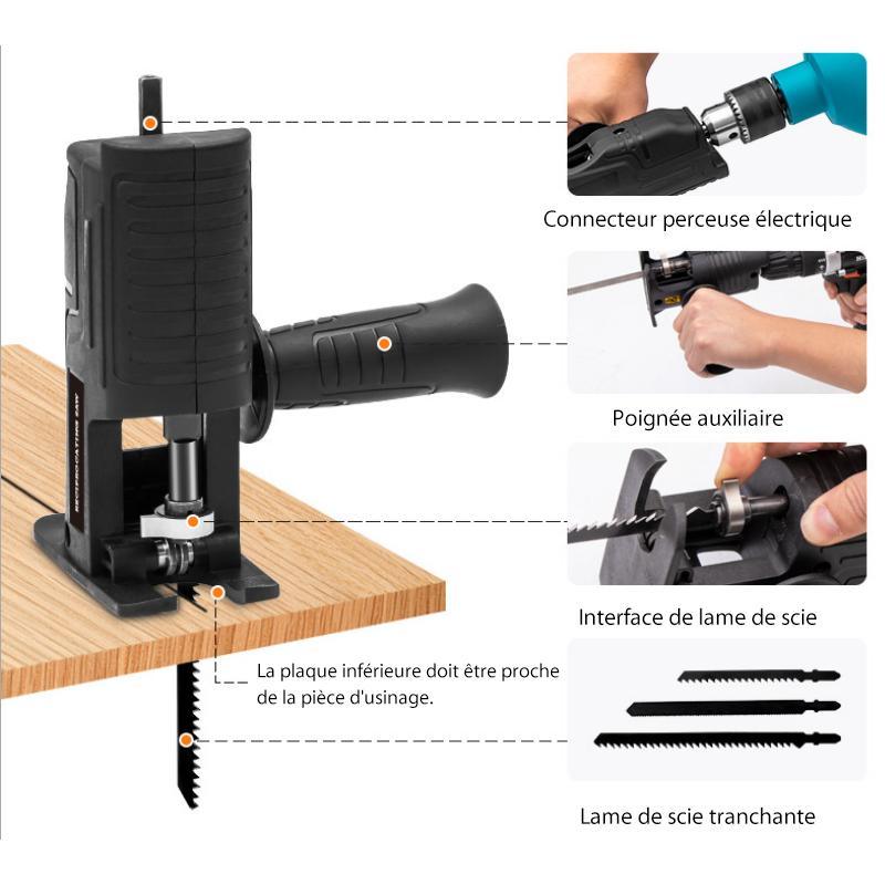 ADAPTATEUR DE SCIE ALTERNATIVE POUR PERCEUSE - Cachou